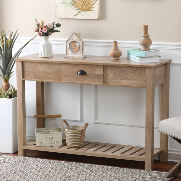 Gracie Oaks Deveion Rustic Engineered Wood Console Table Wayfair